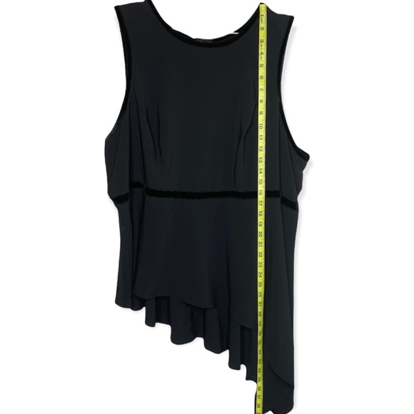 New Torrid Velvet Trim Asymmetrical Peplum Top - Picture 2 of 7